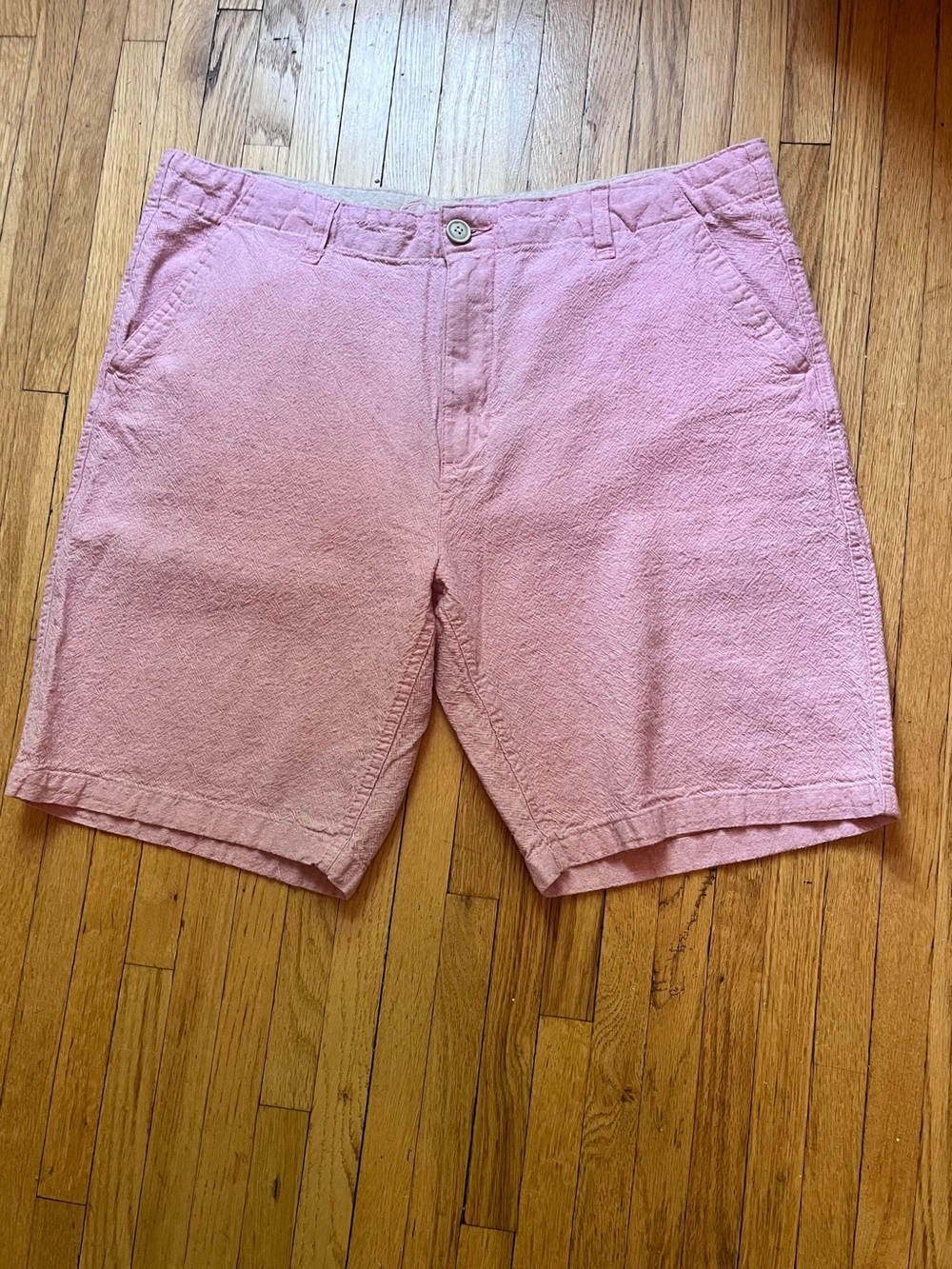 Paradise Collection Pink Linen Blend Shorts Textured Flat Front Preppy Sz 40